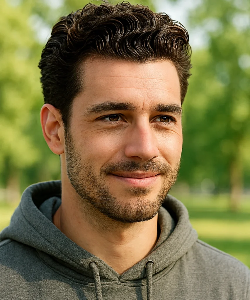 49+ Stylish Curly Hairstyles for Men 27 Curly Brush Back