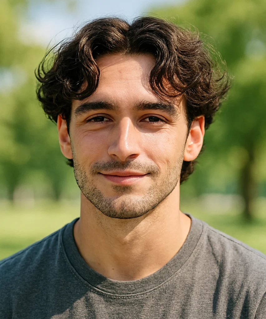 49+ Stylish Curly Hairstyles for Men 54 Curly Curtain Bangs