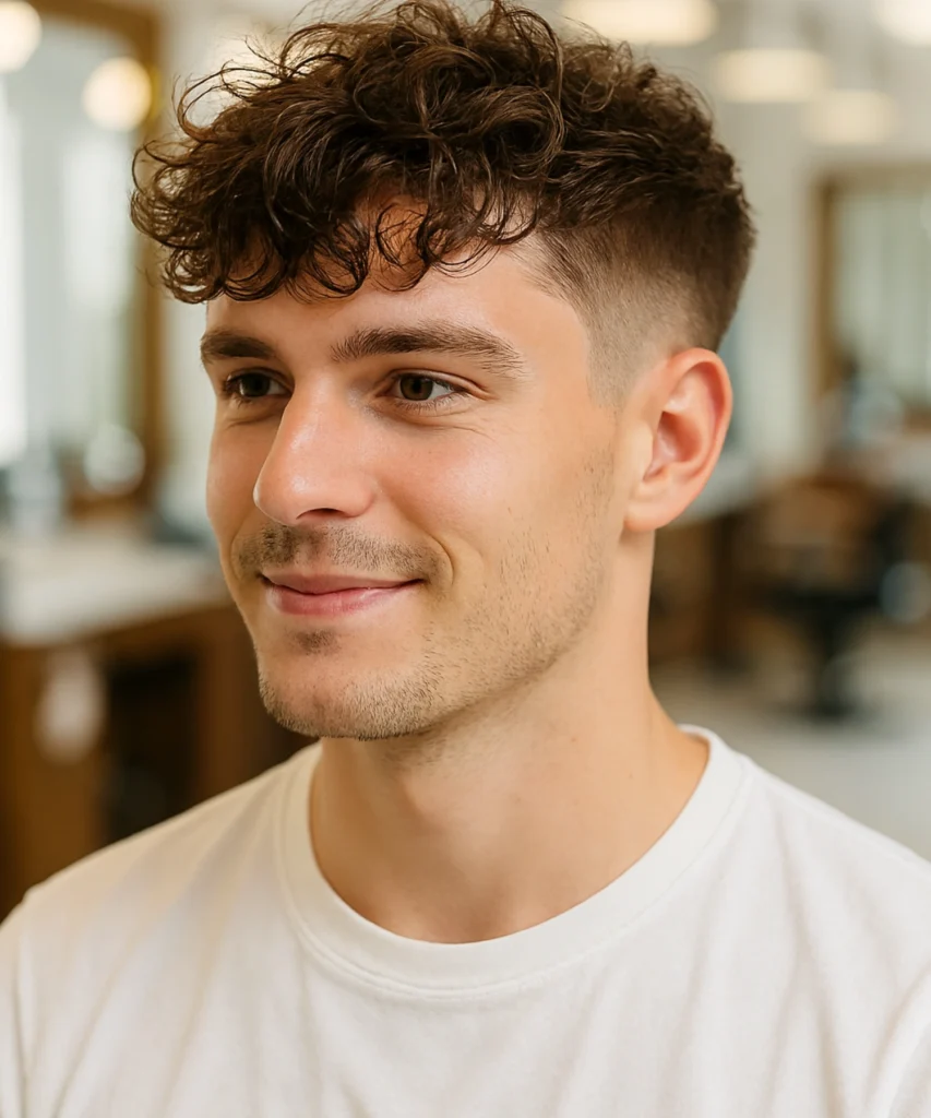 49+ Stylish Curly Hairstyles for Men 21 Messy Curly Fringe