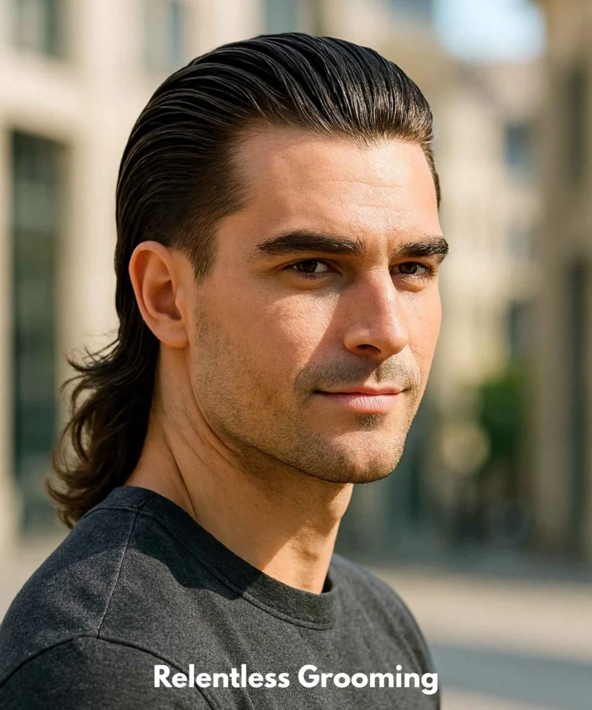 Mullet Hairstyles: Bold & Stylish Looks for Men 46 Slick-Back Mullet