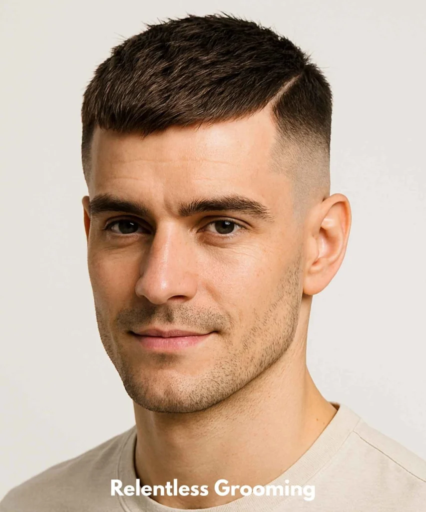French Crop Haircut: Sleek & Modern Men's Style 33 The French Crop with Hard Part