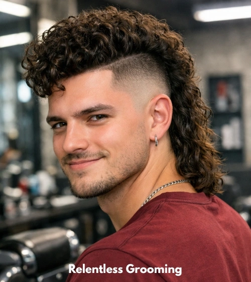 Curly Mohawk Mullet Fade