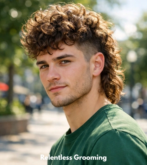 Curly Wolf Cut Mullet Fade