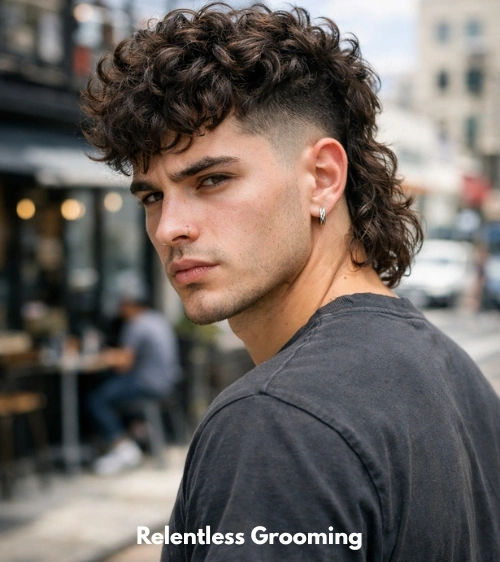 Disconnected Curly Mullet Fade