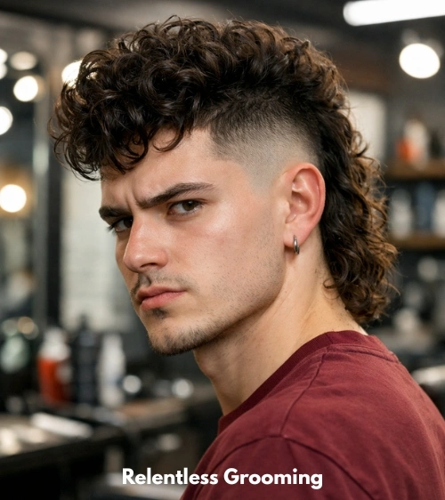 High Fade Curly Mullet