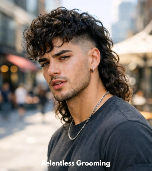 Long Curly Mullet Fade