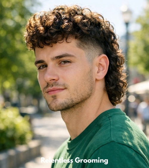 Low Fade Curly Mullet