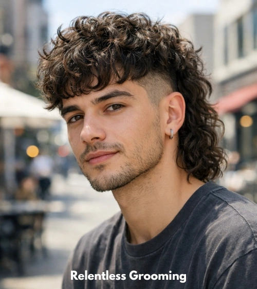 Shaggy Curly Mullet Fade