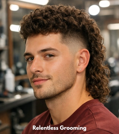 Short Curly Mullet Fade