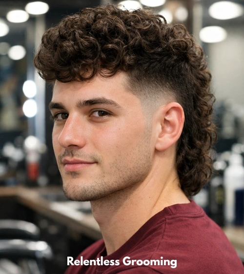 Taper Fade Curly Mullet