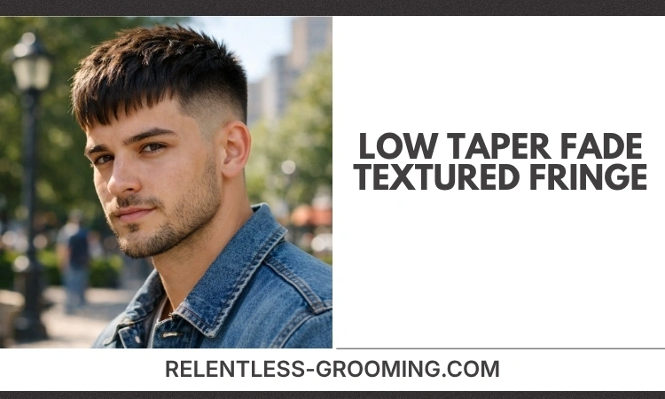 Low Taper Fade Textured Fringe
