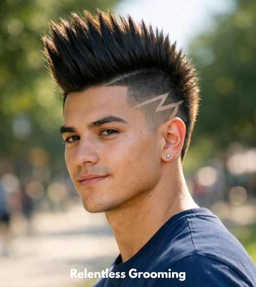 Cool Haircut Designs to Upgrade Your Style 12 Mohawk Fade with Lightning Bolt