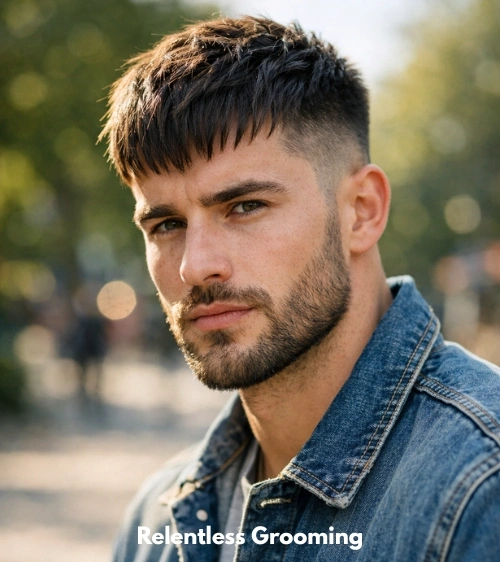 Textured Fringe with Beard and Low Taper